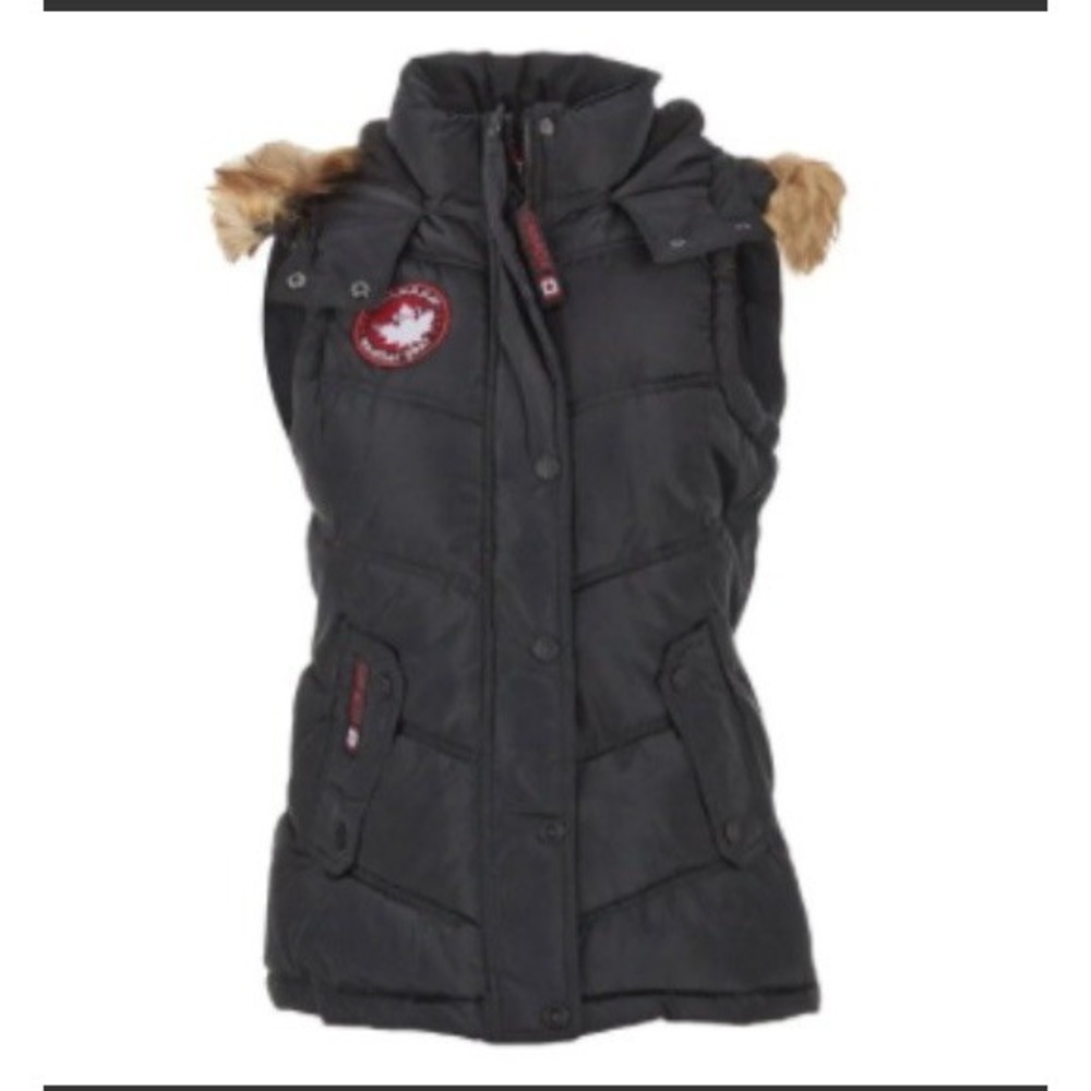 Canada Weather Gear Puffer Vest Faux Fur Hood Women's Sz S NWT Black Waterproof